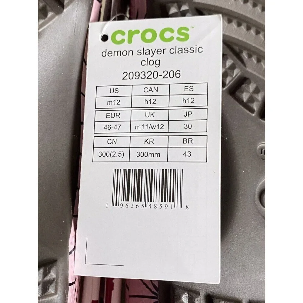 Crocs Demon Slayer Nezuko‎ Pink Anime Classic Clog 209320-206 Men’s Sz 12 NEW